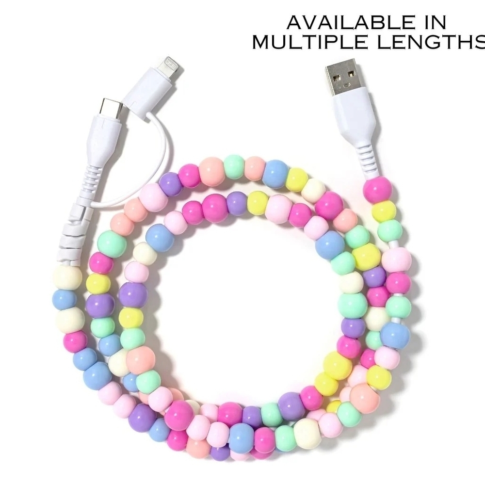 Beaded Phone Charger Multi 3.3 foot cord length only available at this time
